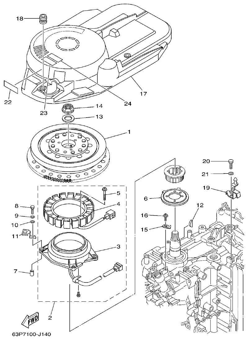 Yamaha F150BET, FL150BET GENERATOR parts diagram